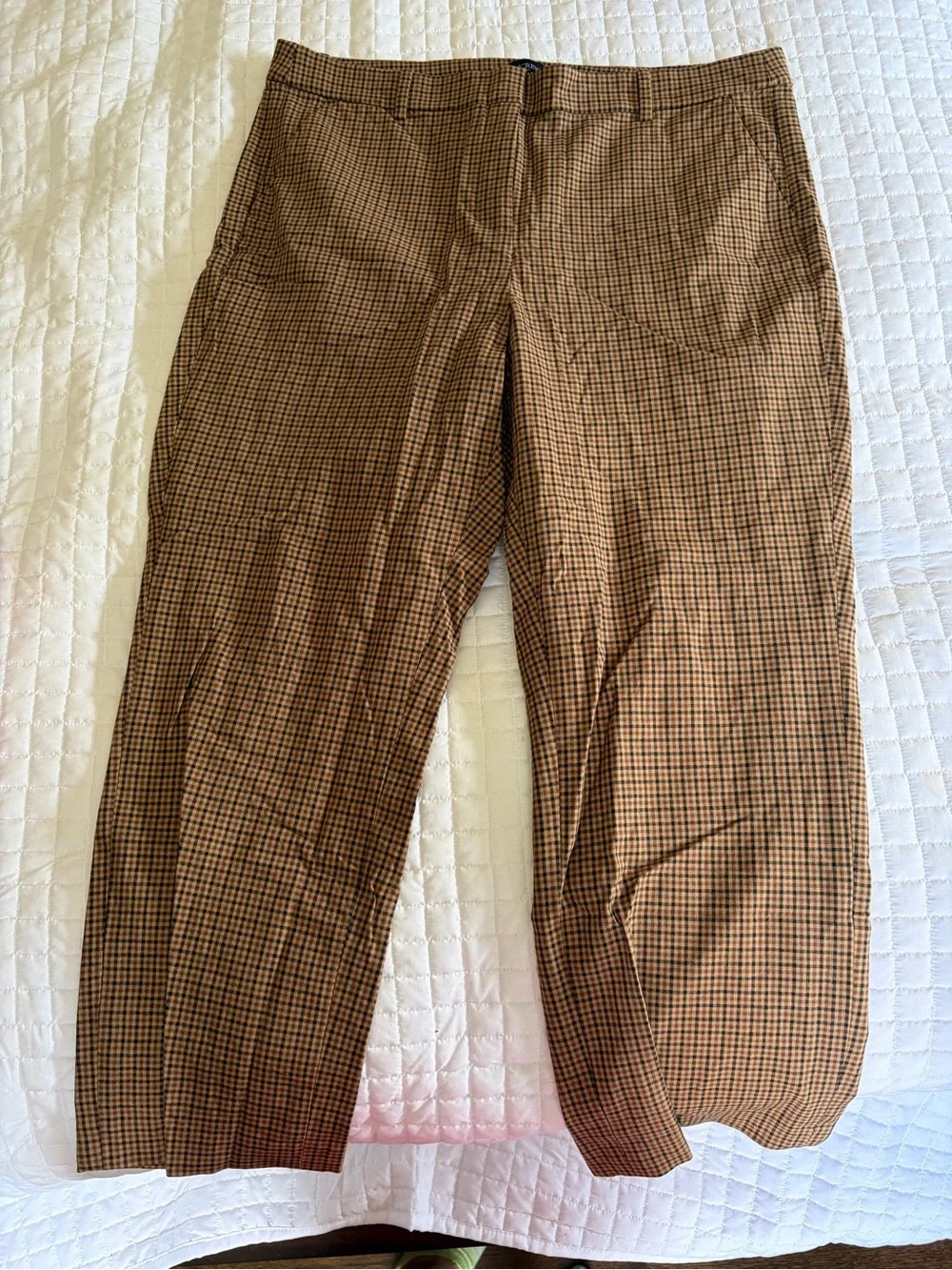 J. Crew Houndstooth Straight-Leg Pants in Brown and Black